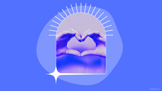 Two hands forming a heart on a blue background, symbolizing self-love and celebrating 'When is Self-Love Day?
