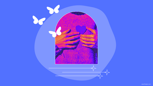 Illustration of hands holding a heart-shaped object surrounded by butterflies, symbolizing self-love and emotional care, highlighting the theme 'Why self love isn’t enough'