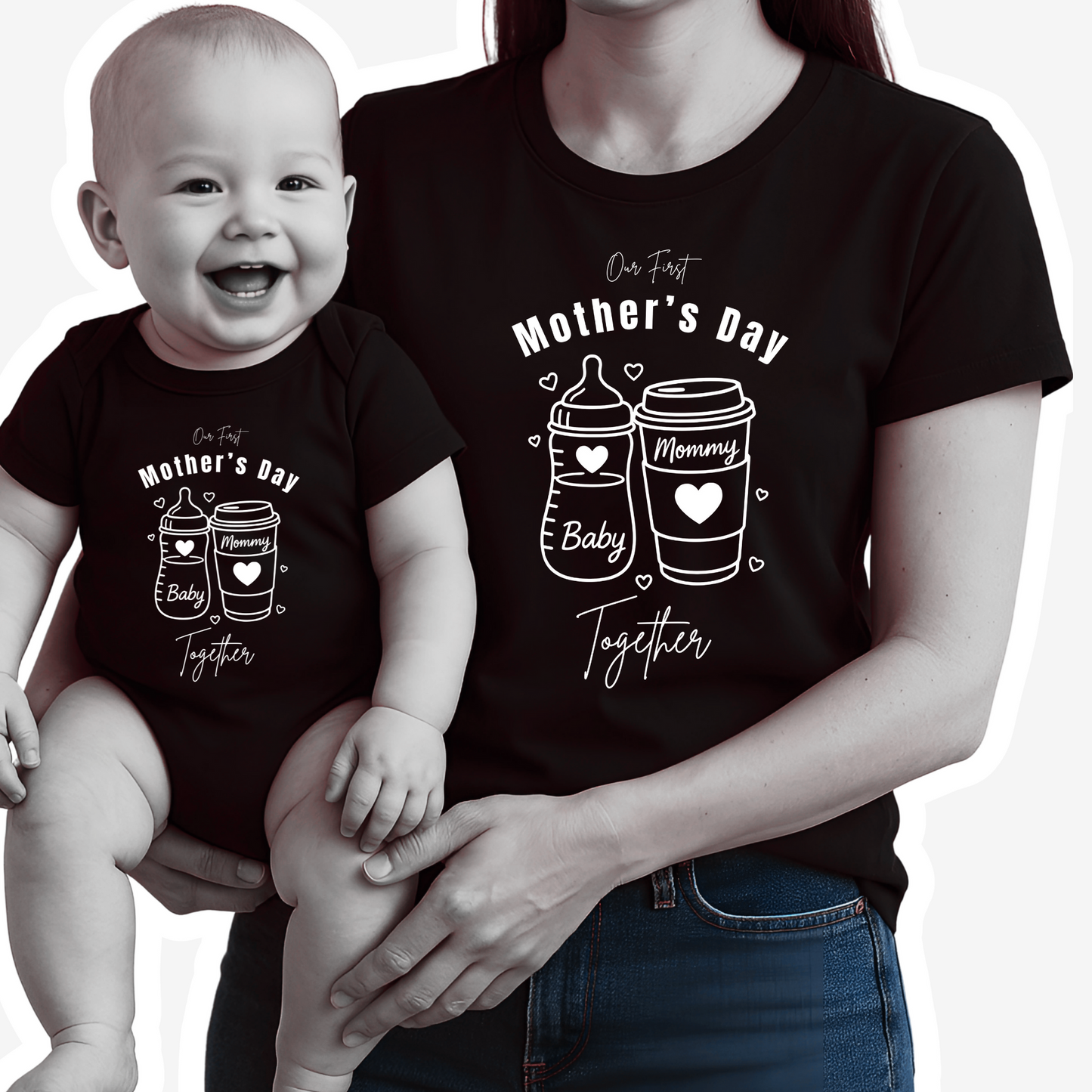 1st Mother’s Day Matching Outfit Set – Cute Baby Bodysuit & Mom T-Shirt Bundle