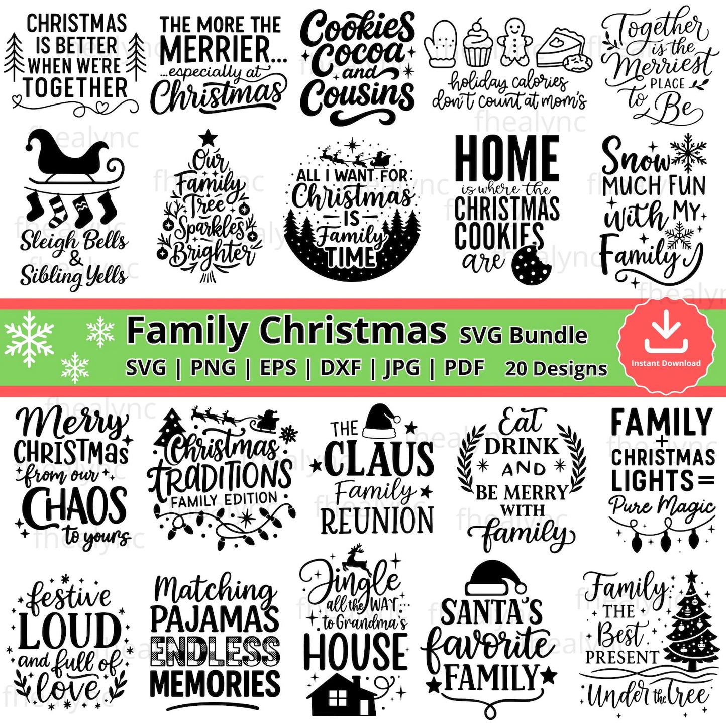 Family Christmas SVG Bundle, Christmas Quotes Svg, Holiday Family Designs, Festive Christmas SVG Files for Crafts