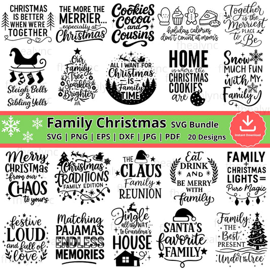Family Christmas SVG Bundle, Christmas Quotes Svg, Holiday Family Designs, Festive Christmas SVG Files for Crafts