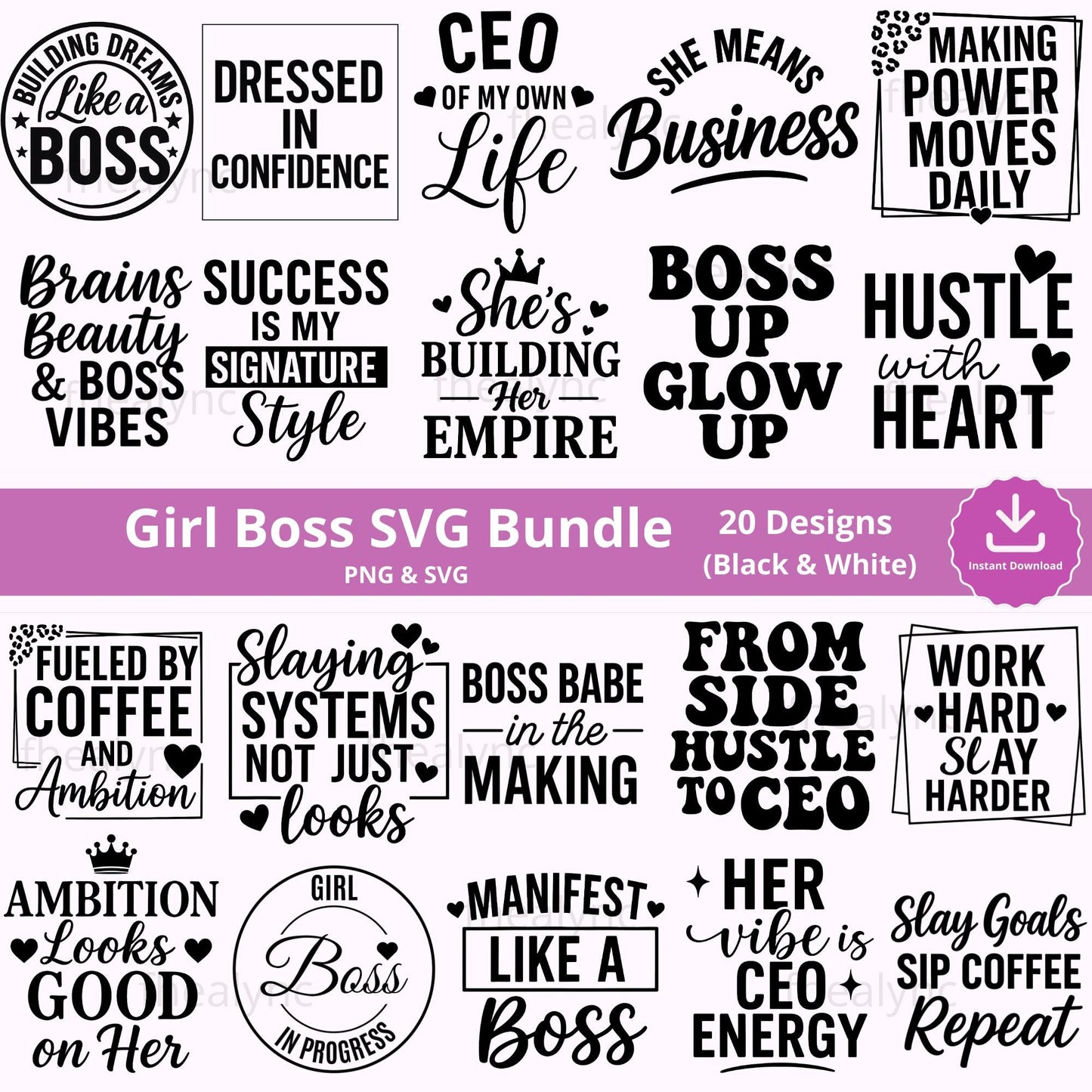 Girl Boss SVG Bundle: Motivational Women Quotes (Digital Download)