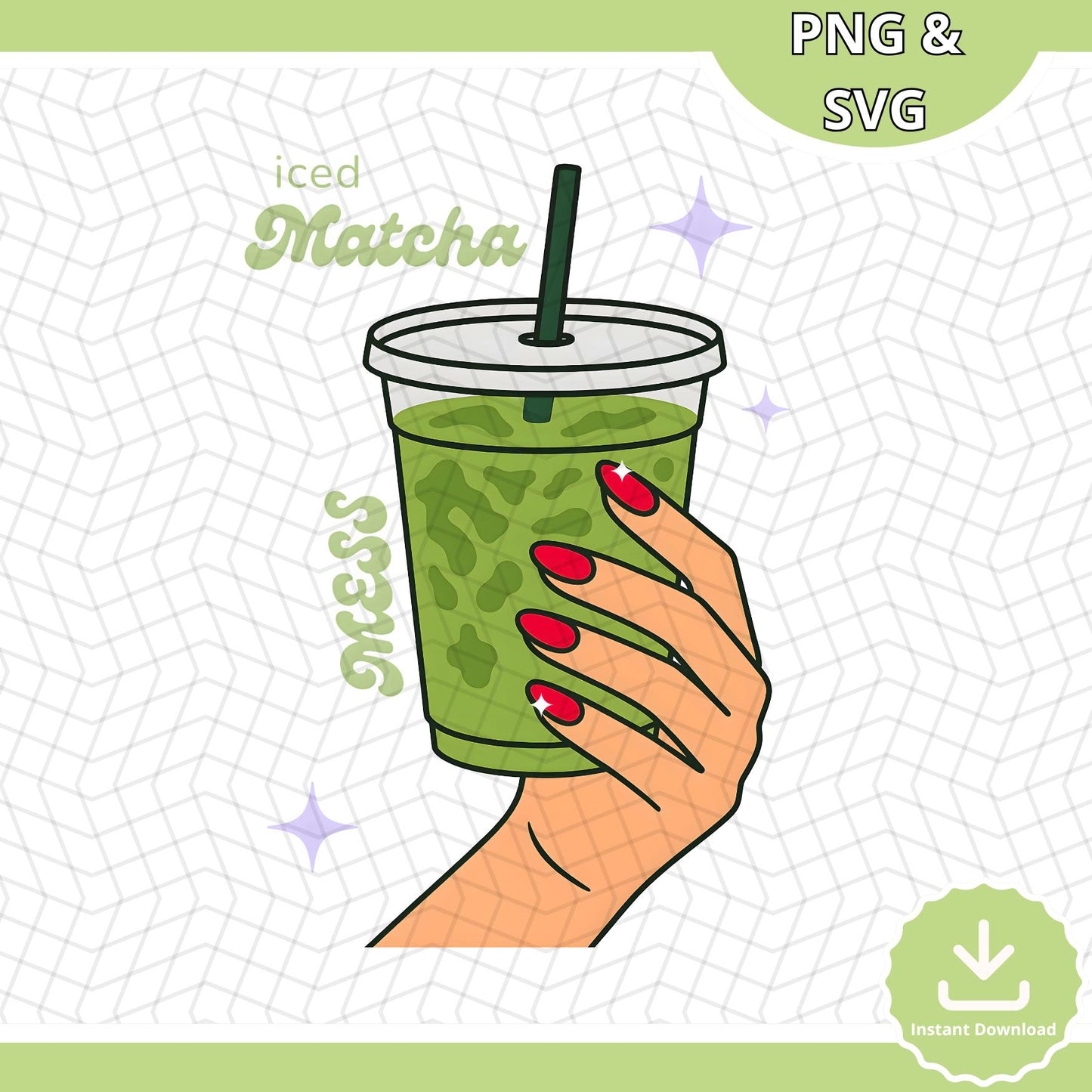 Iced Matcha SVG & PNG, Iced Matcha Latte Clipart, Cute Green Tea Aesthetic Cut File, Matcha Lover Sublimation, Iced Matcha lover Svg