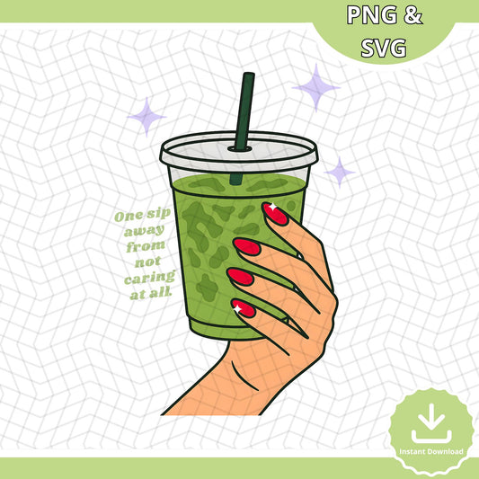 Iced Matcha Latte SVG: Funny Green Tea Clipart (Digital Download)