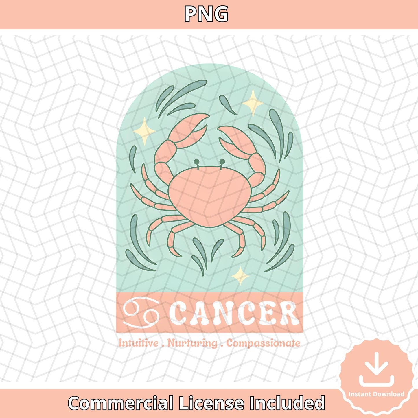 Cancer Zodiac PNG, Cute Astrology Digital Download Png, Cancer Sign Clipart Png, Intuitive Nurturing Compassionate Zodiac Png, Star Sign