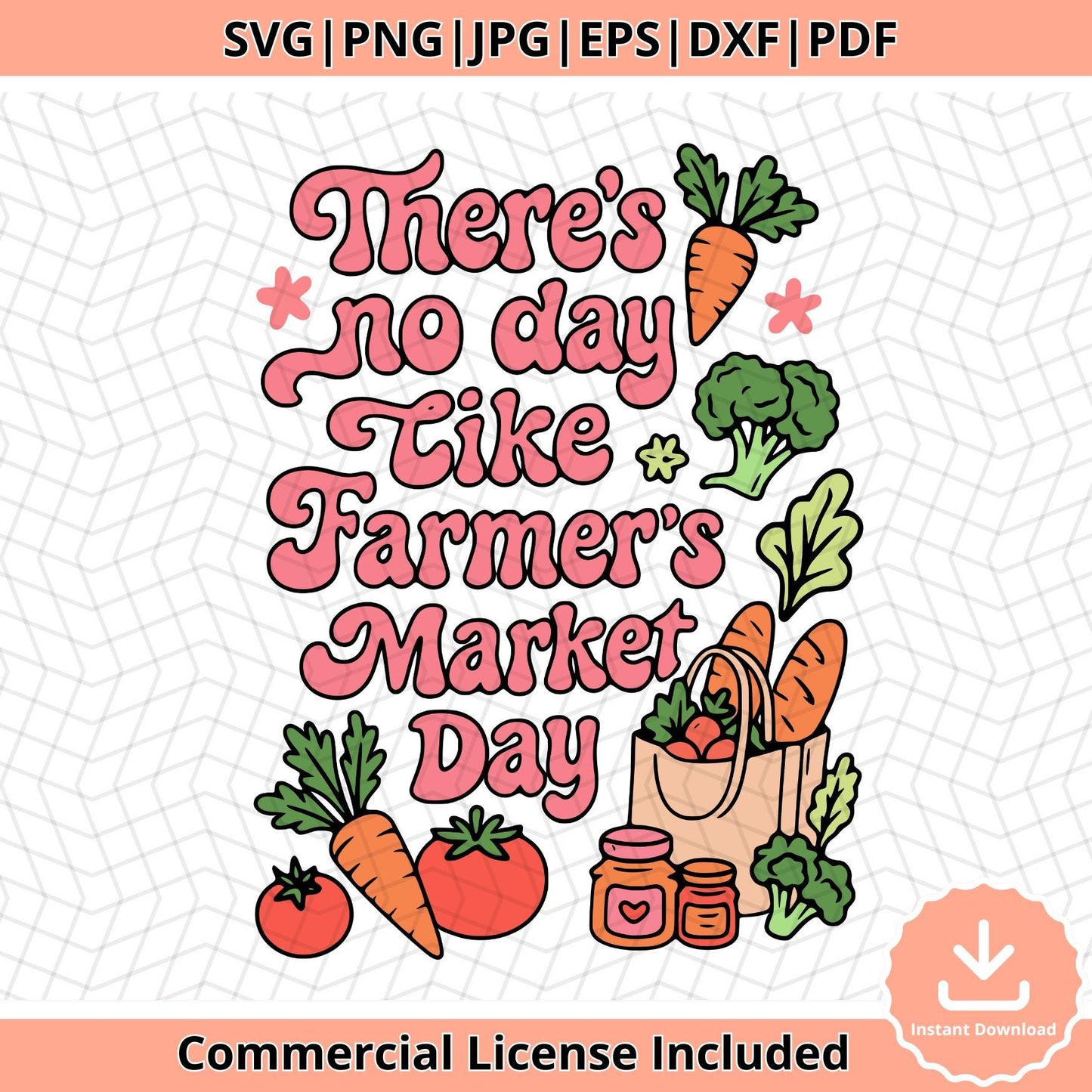 Retro Farmers Market SVG: Groovy Vegetable Clipart (Digital Download)