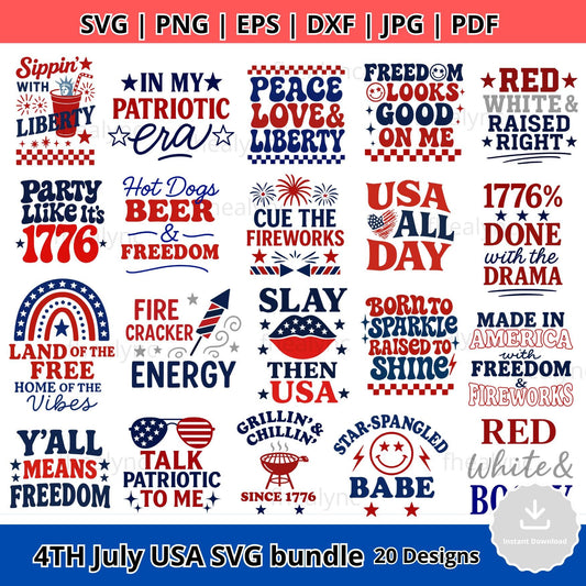 4th of July SVG Bundle: Patriotic USA Designs (Digital Download)