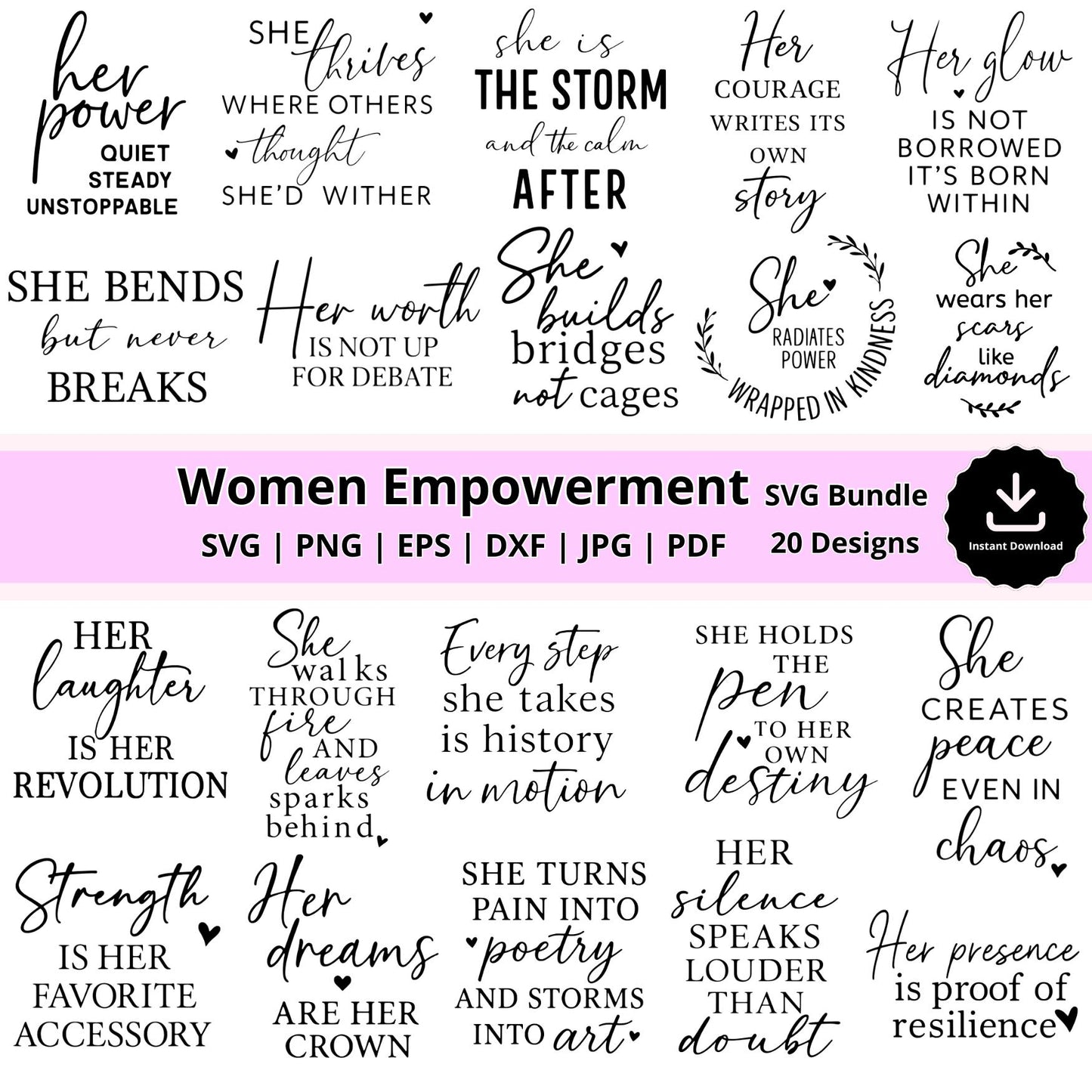 Women Empowerment SVG Bundle: Empowering Quotes, Cricut & Silhouette Designs