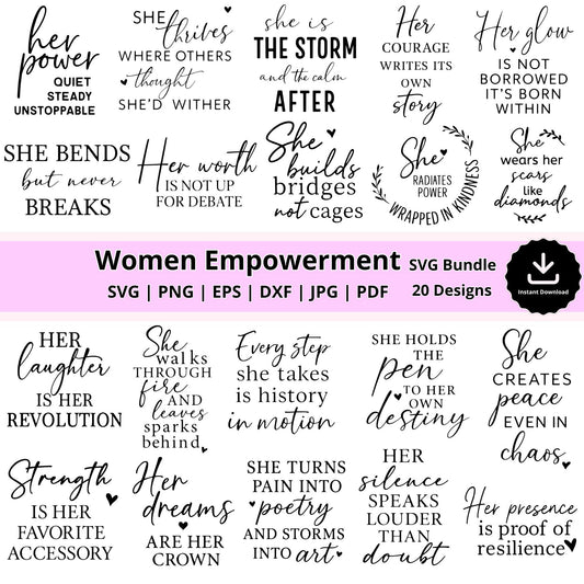 Women Empowerment SVG Bundle: Empowering Quotes, Cricut & Silhouette Designs