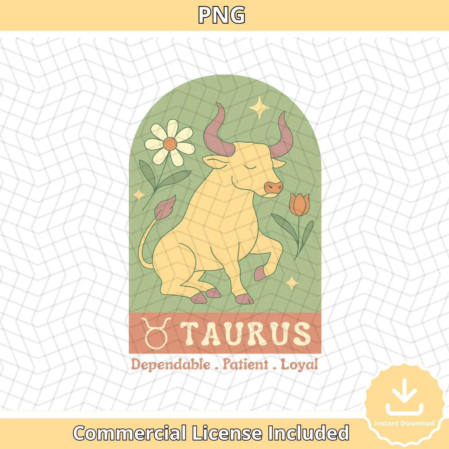 Taurus Zodiac PNG: Boho Bull Astrology Clipart (Digital Download)