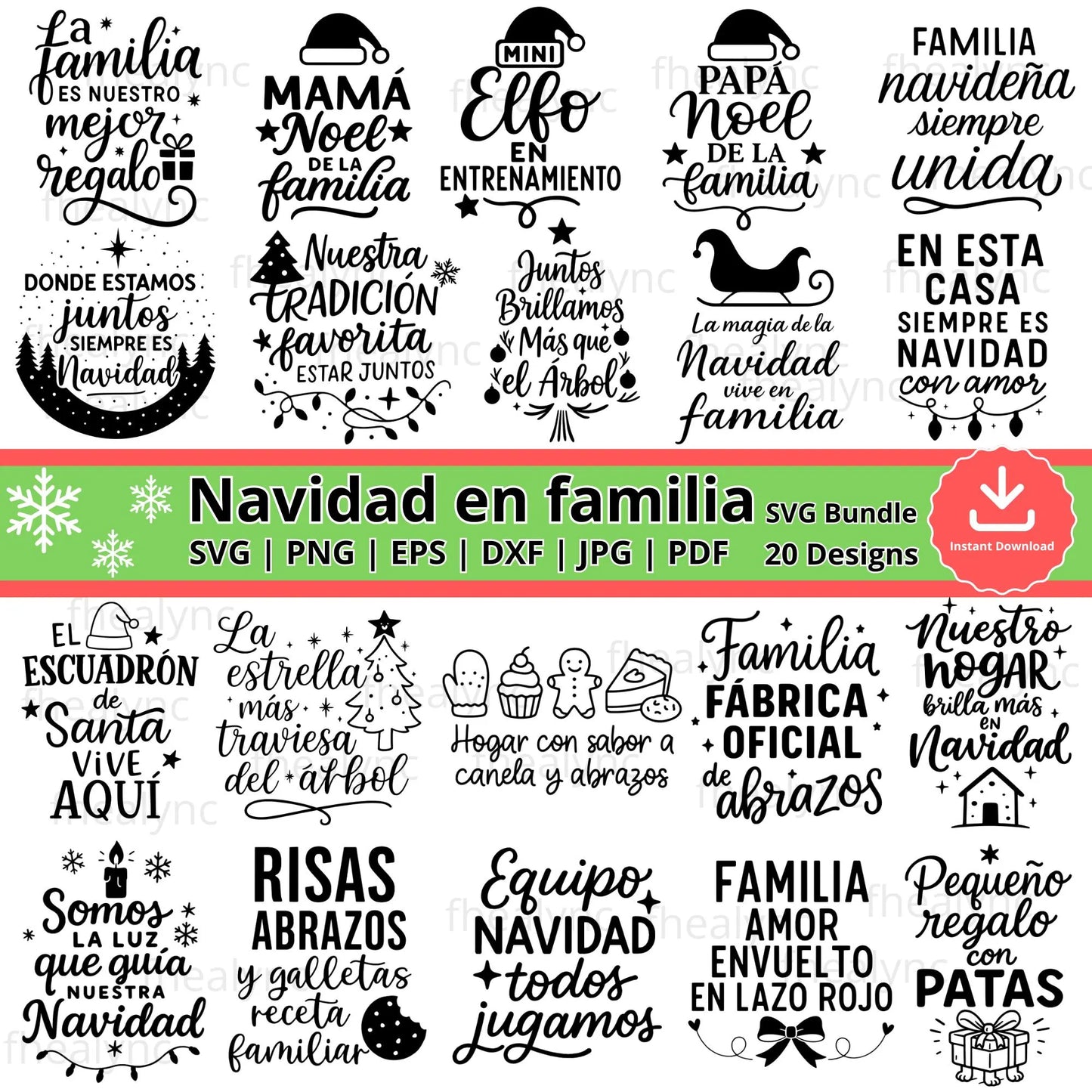 Navidad en Familia SVG Bundle, Spanish Christmas Family Quotes, Cricut Silhouette Cut Files, Holiday Family Christmas Designs