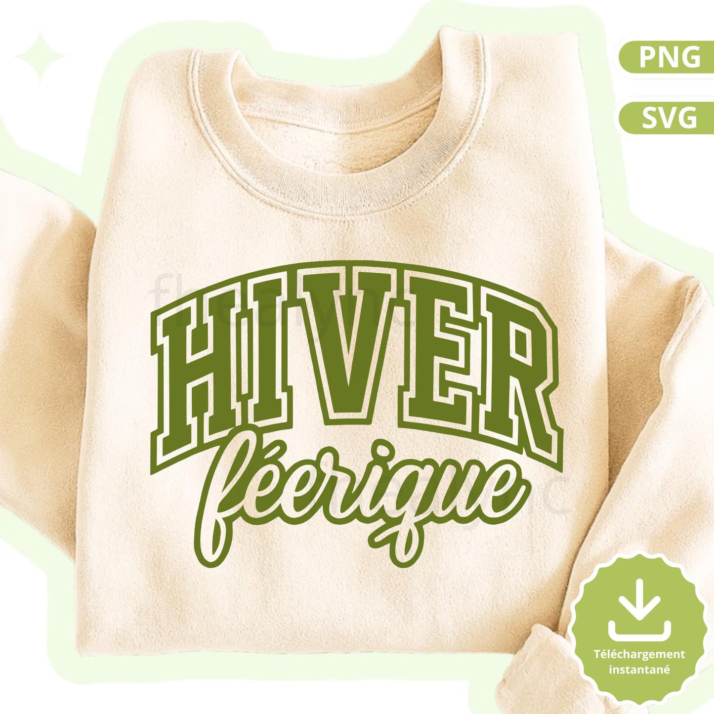 Hiver Féerique Design Svg, French Winter, SVG PNG (Digital Download)