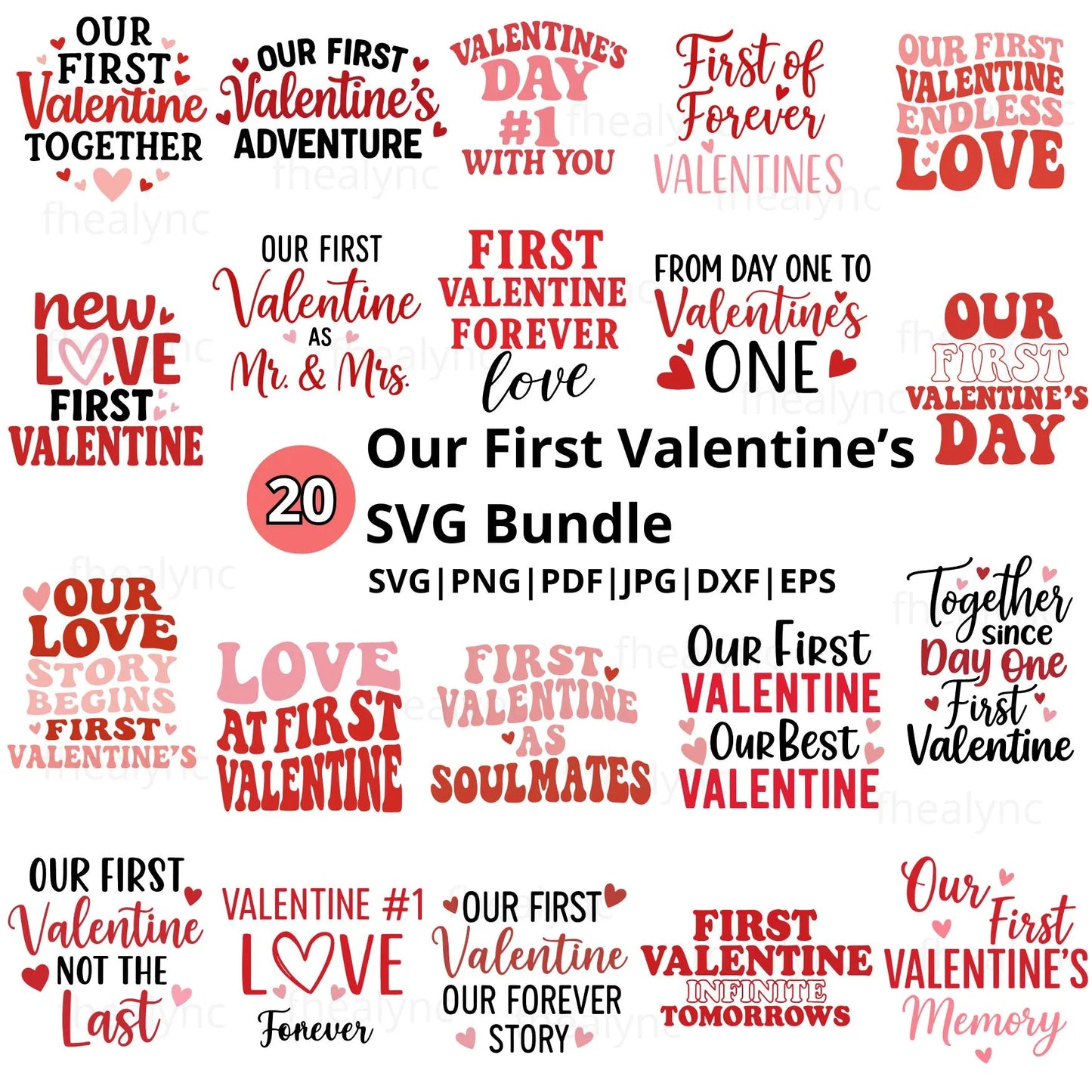 Our First Valentine SVG Bundle, First Valentine’s Day Cut Files, Couple Love Quotes SVG, Cricut Valentine SVG Set (Digital Download)