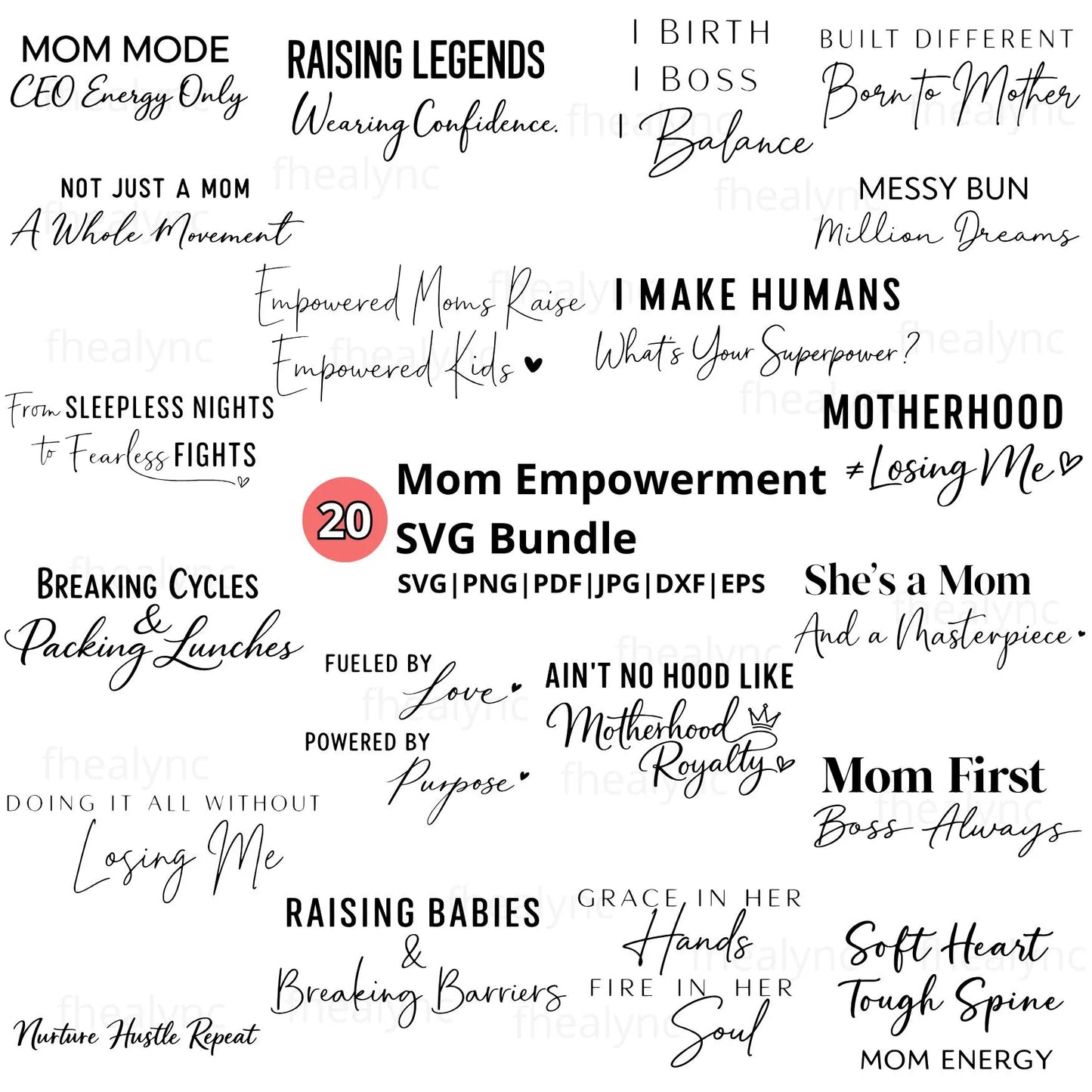 Mom Empowerment SVG Bundle for Strong Mothers Feminine Quotes Cricut Cut Files (Digital Download)