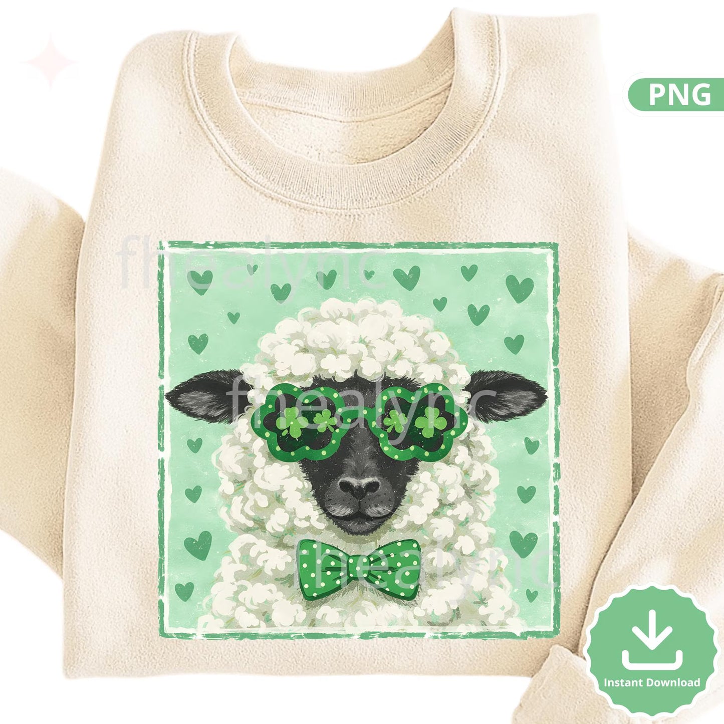St Patrick’s Day Sheep PNG, Cute Shamrock Lamb Clipart, Irish Farm Animal Sublimation Design, Green Clover Glasses PNG (Digital Download)