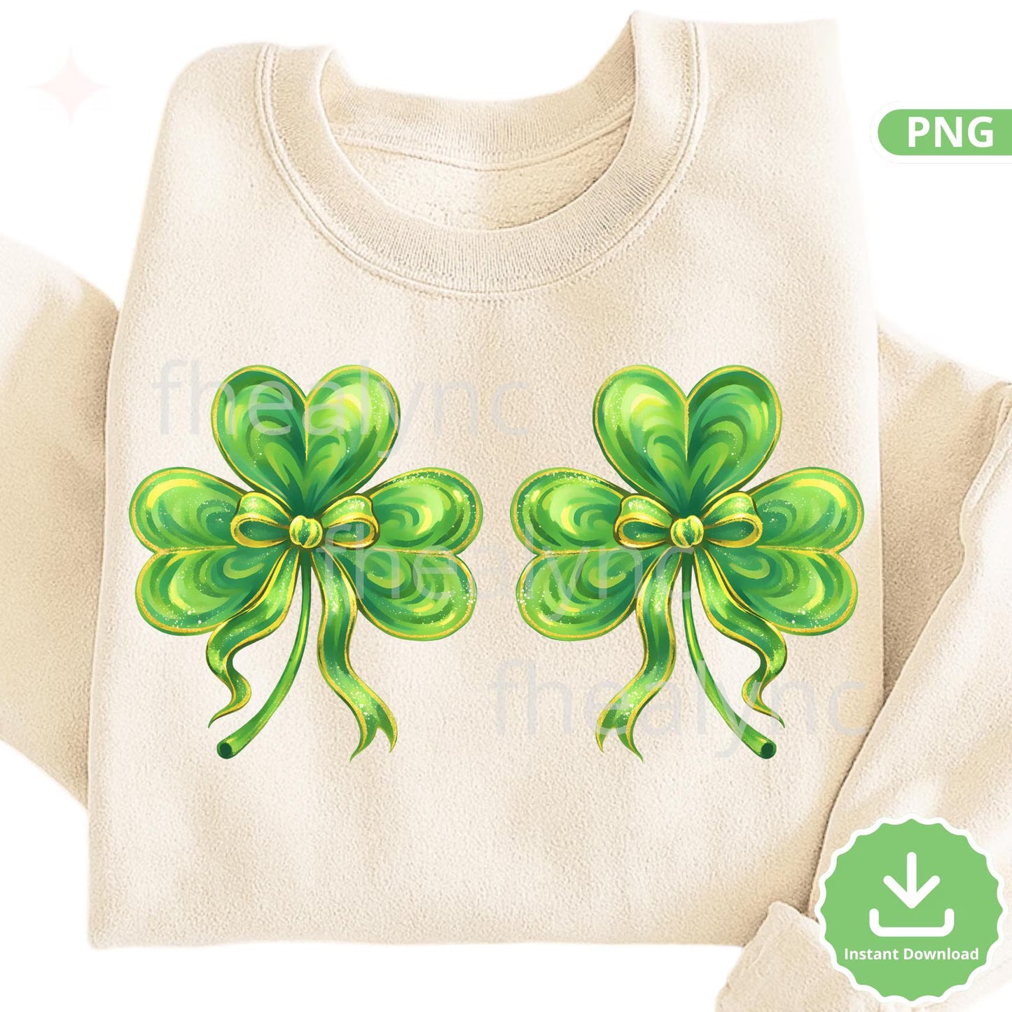 Shamrock Bow PNG, St Patrick’s Day Clover Bow Design, Green Lucky Bow Clipart, Irish Holiday PNG Download (Digital Download)