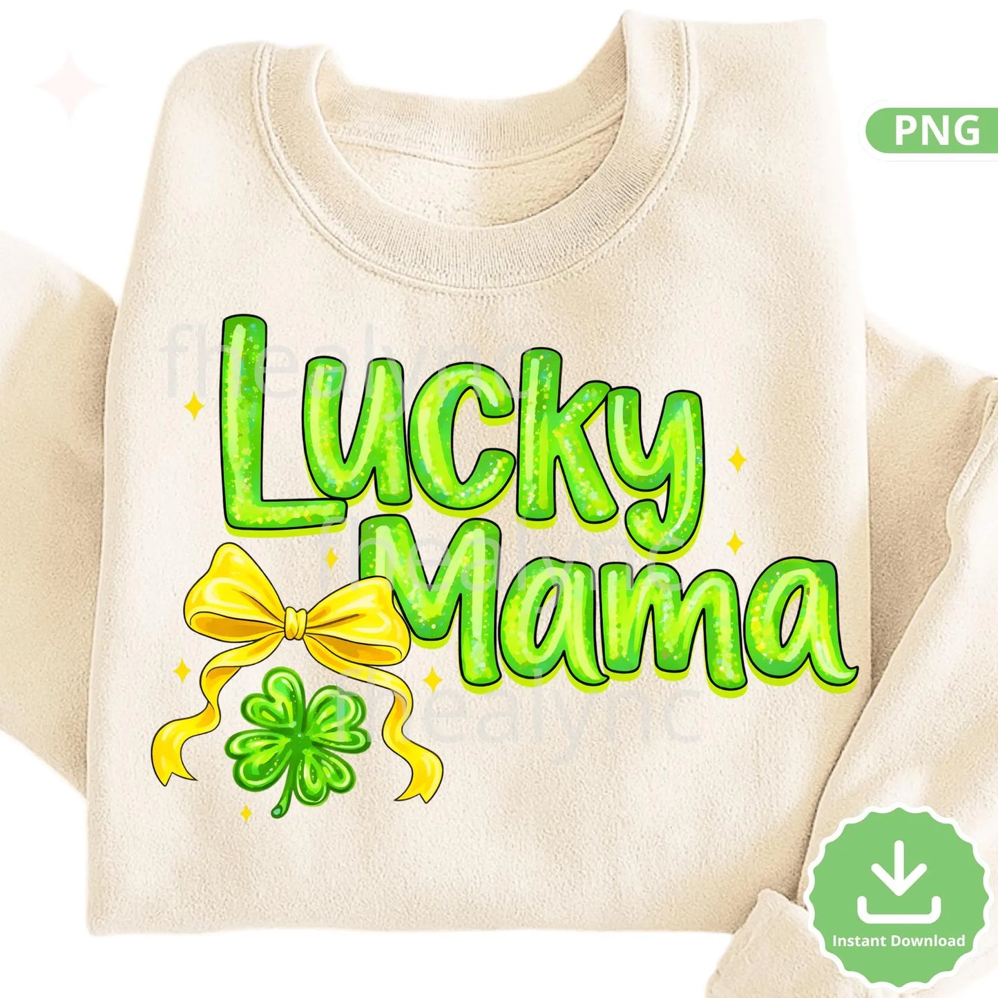 Lucky Mama St Patrick’s Day PNG, Shamrock Bow Mama Design, Green Glitter Mom Graphic, St Patricks Mama Shirt PNG (Digital Download)