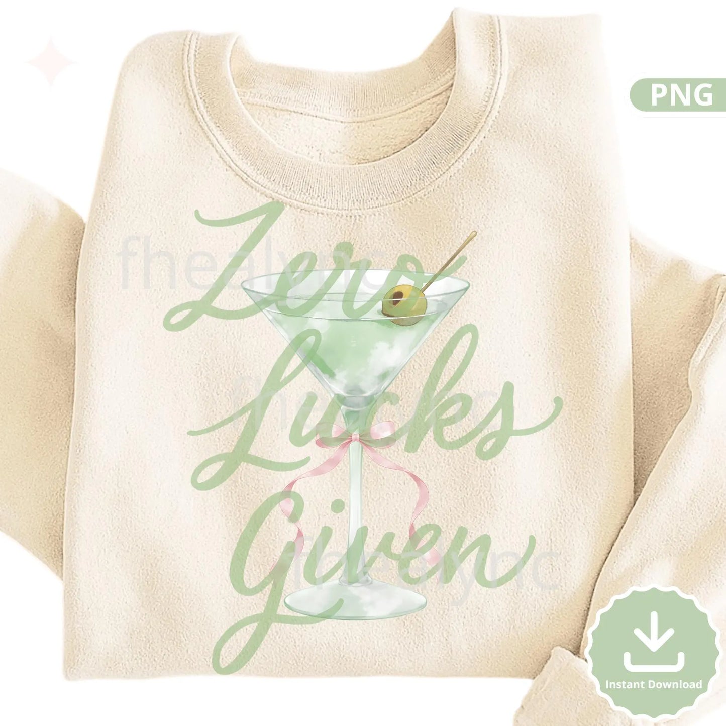 Zero Lucks Given PNG, St Patrick’s Day Cocktail Glass Design, Funny Shamrock Drink PNG, Sublimation (Digital Download)