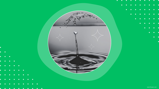 A heart-shaped water droplet on a green background, symbolizing self-love as eudaimonia.