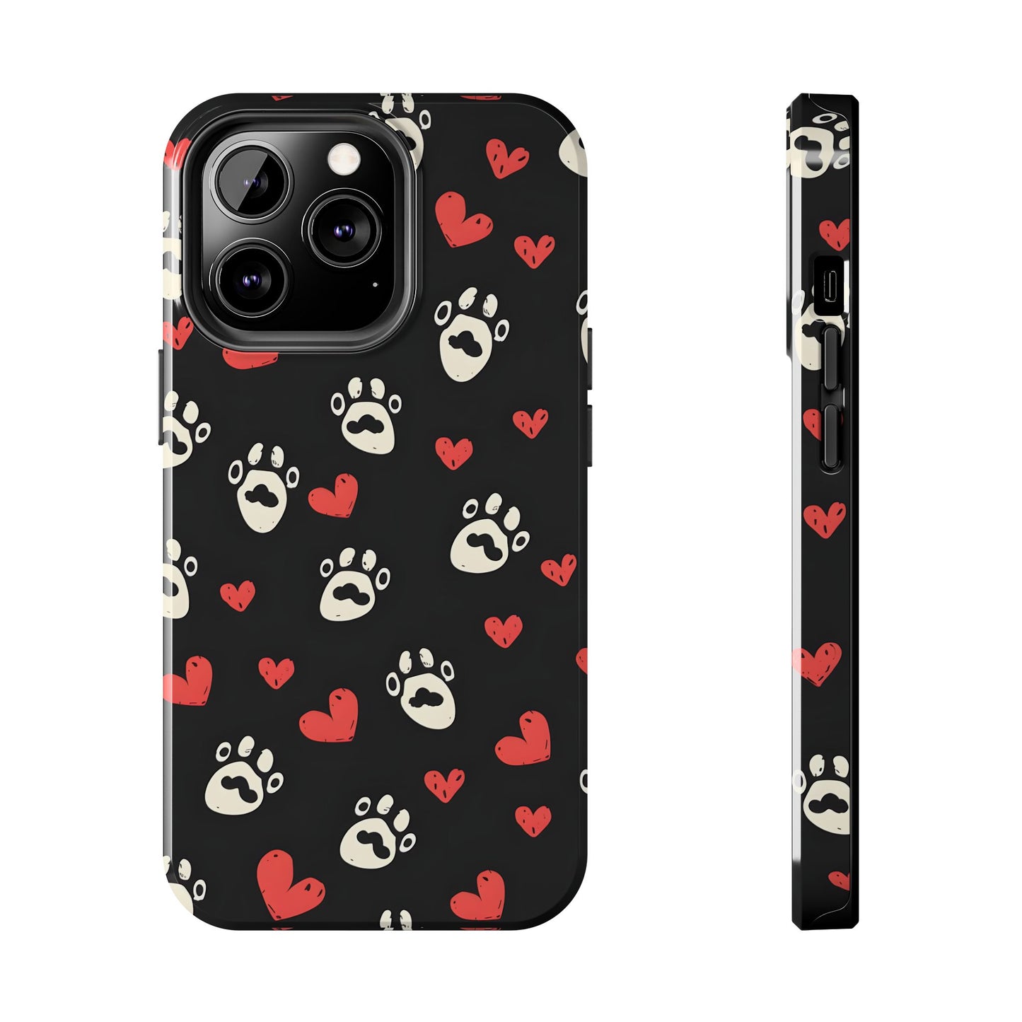 Cute paws and heart iPhone Case