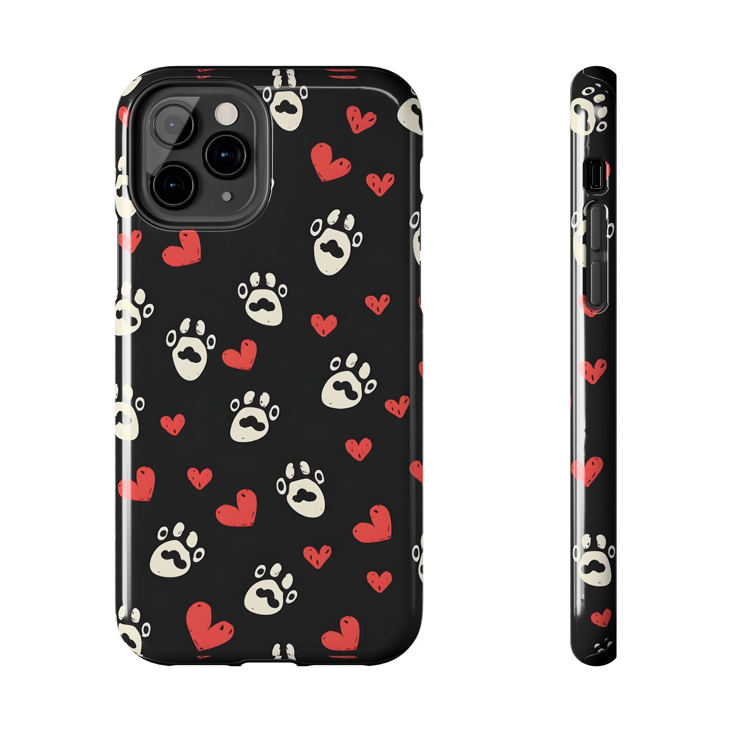 Cute paws and heart iPhone Case