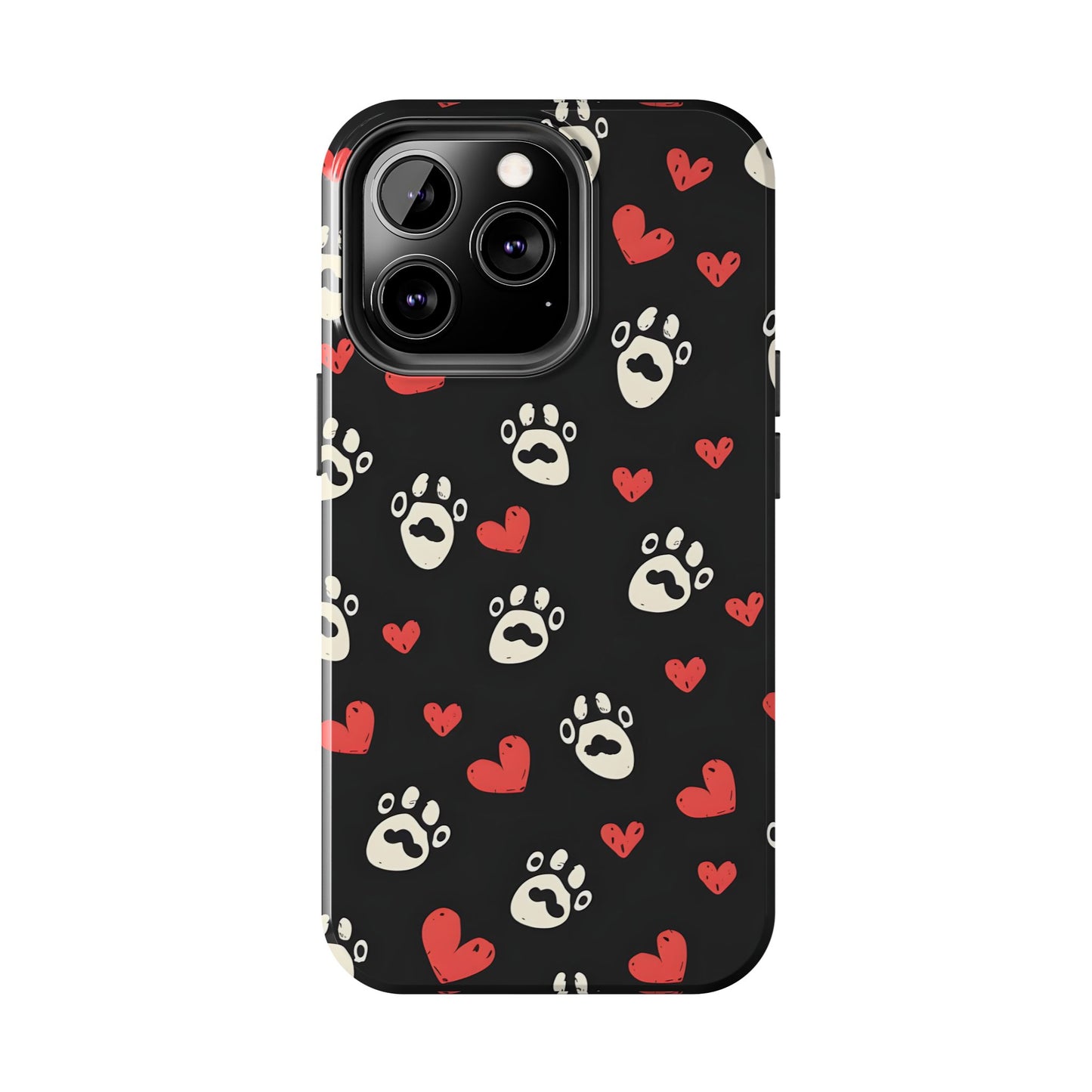 Cute paws and heart iPhone Case