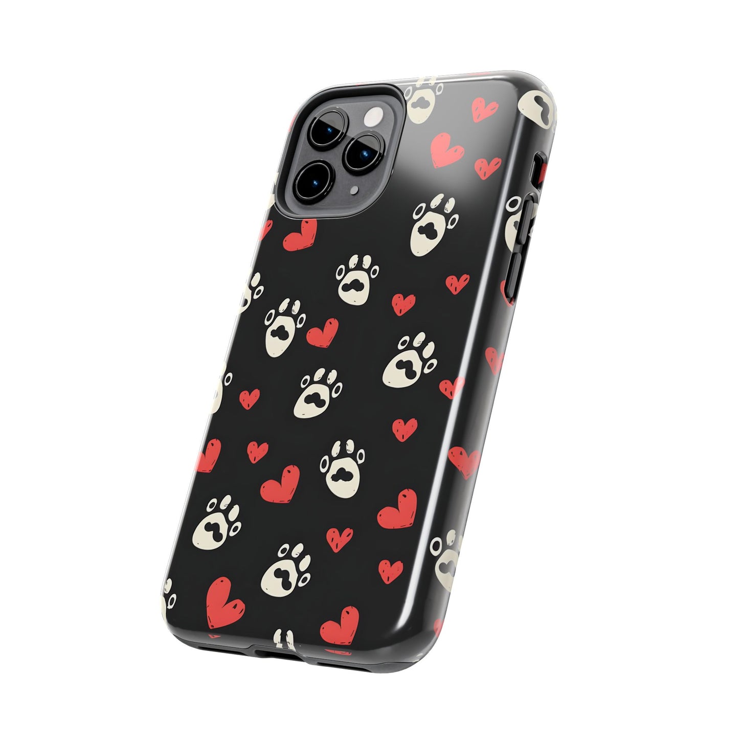 Cute paws and heart iPhone Case