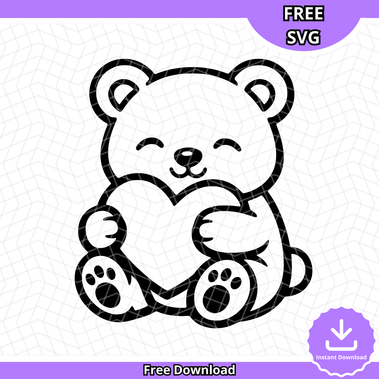 Cute Teddy Bear with Heart SVG (Free Download)