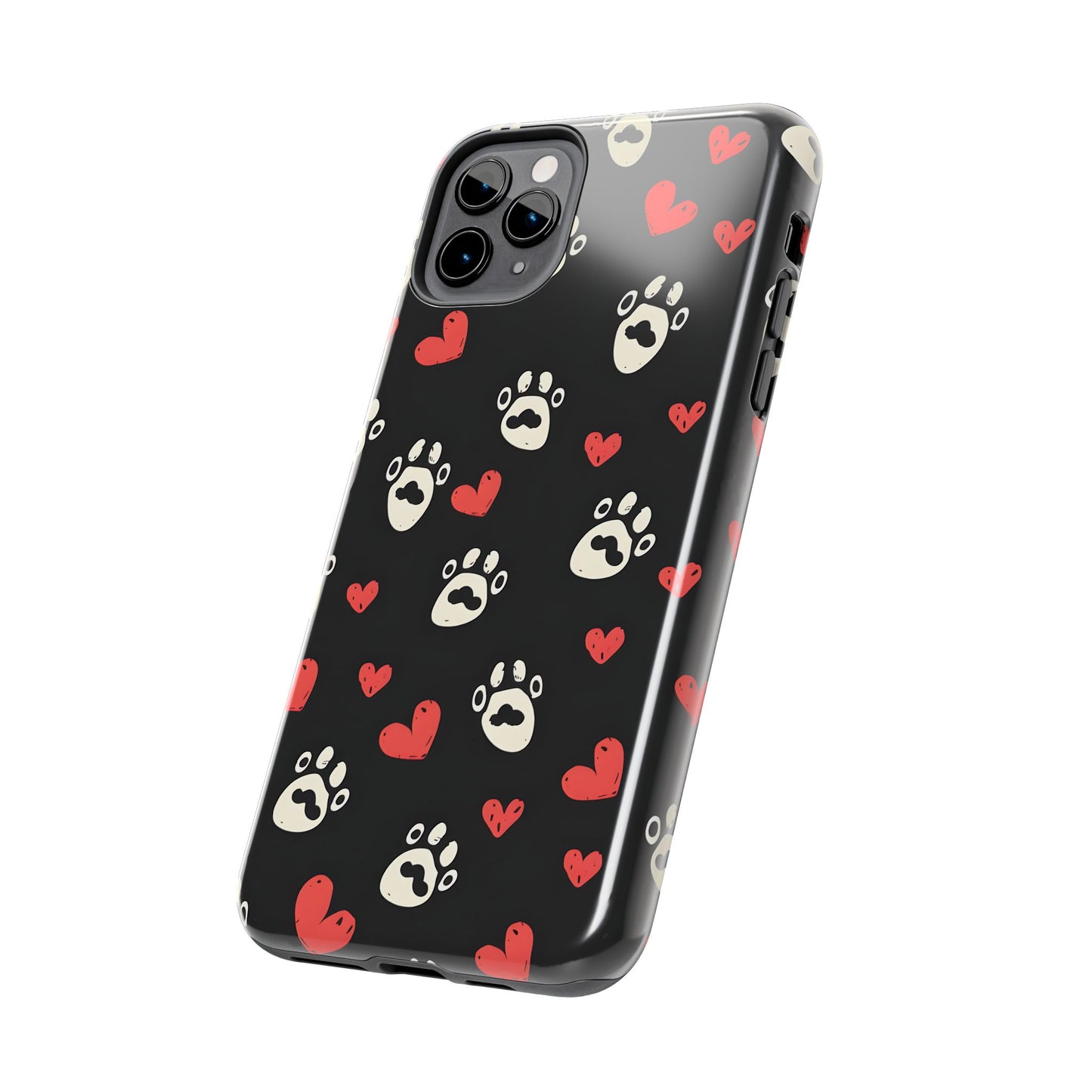 Cute paws and heart iPhone Case