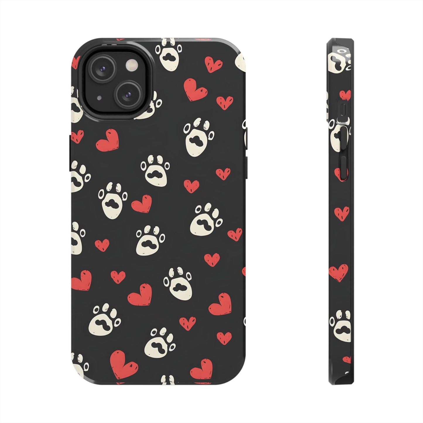 Cute paws and heart iPhone Case