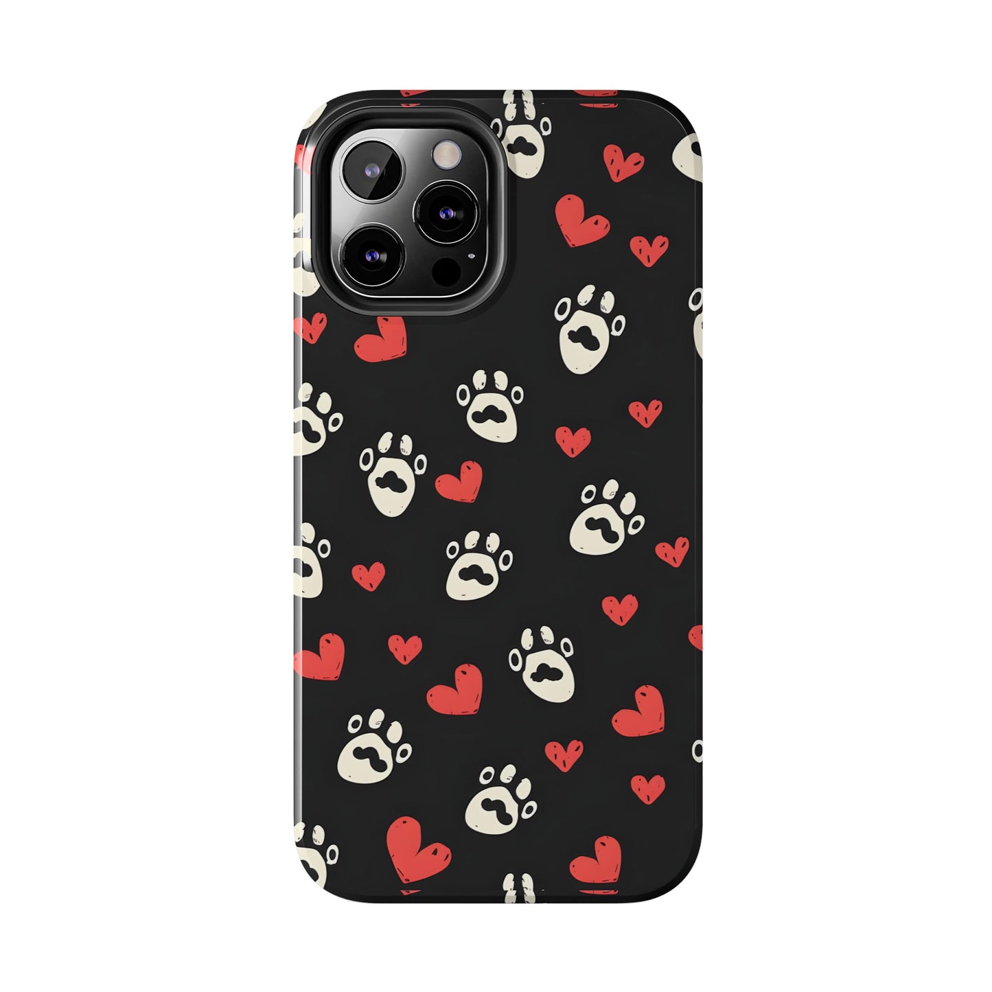 Cute paws and heart iPhone Case