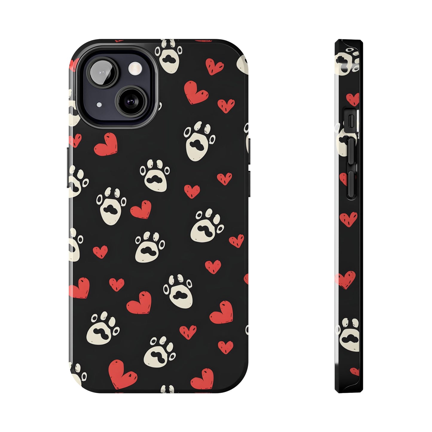 Cute paws and heart iPhone Case