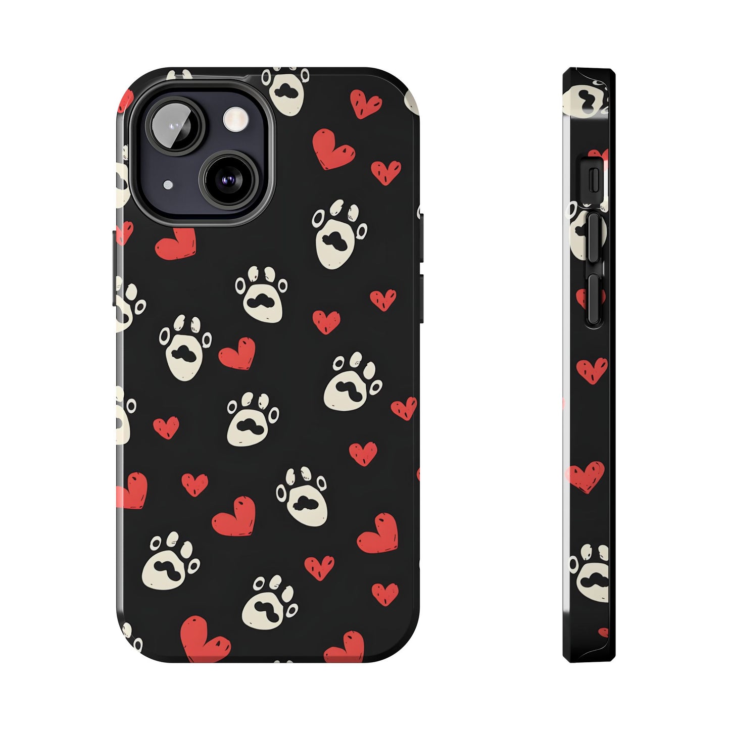 Cute paws and heart iPhone Case