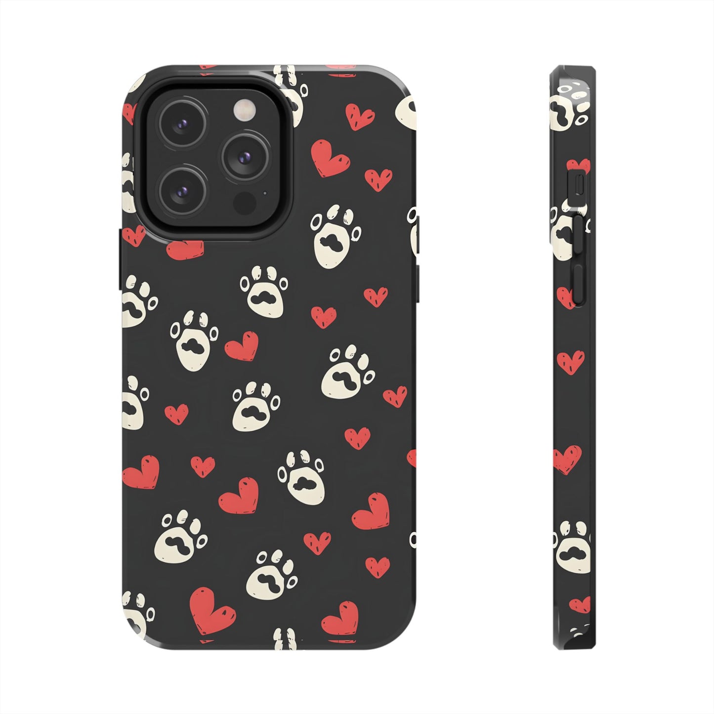 Cute paws and heart iPhone Case