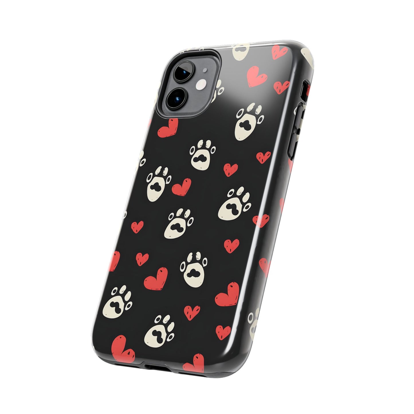 Cute paws and heart iPhone Case