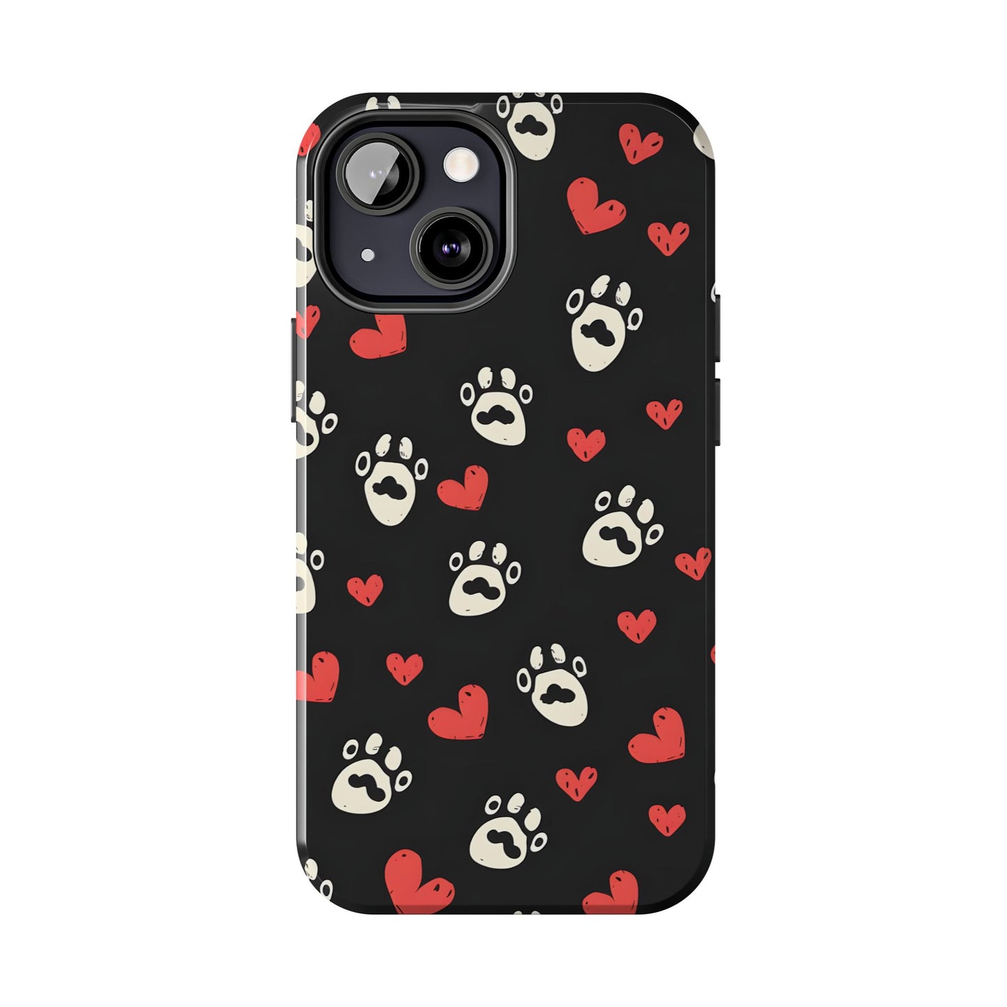 Cute paws and heart iPhone Case