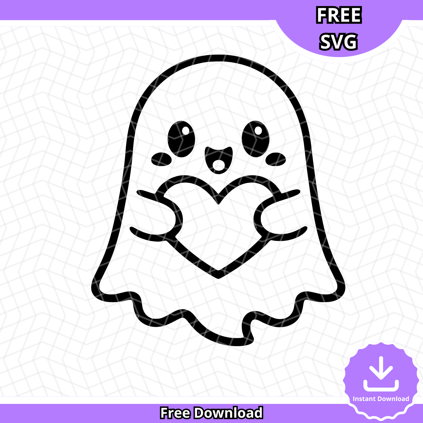 Cute Ghost with Heart SVG (Free Download)