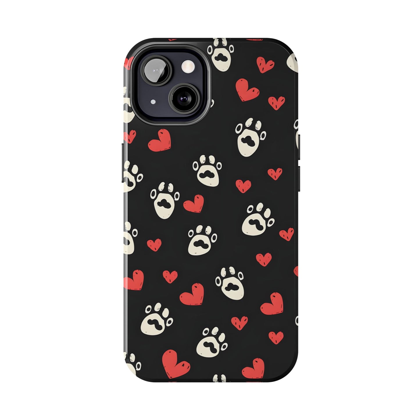 Cute paws and heart iPhone Case