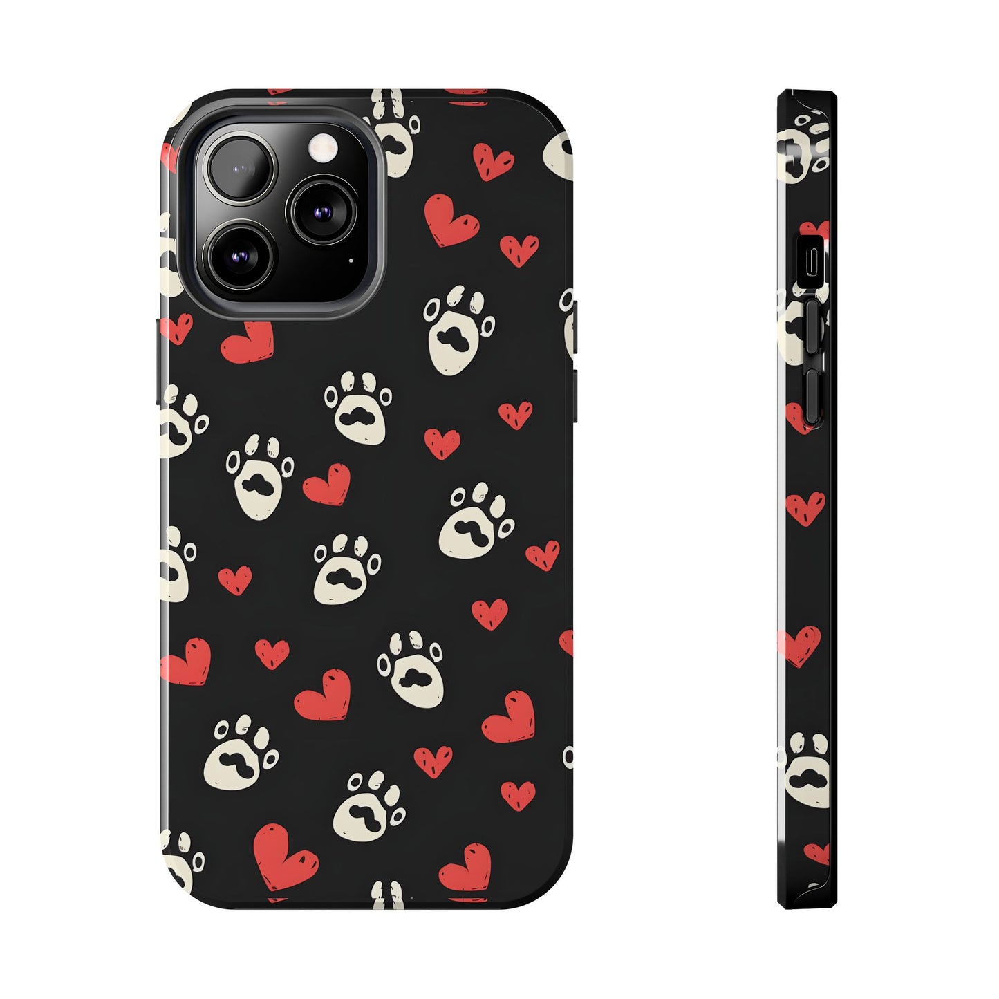 Cute paws and heart iPhone Case