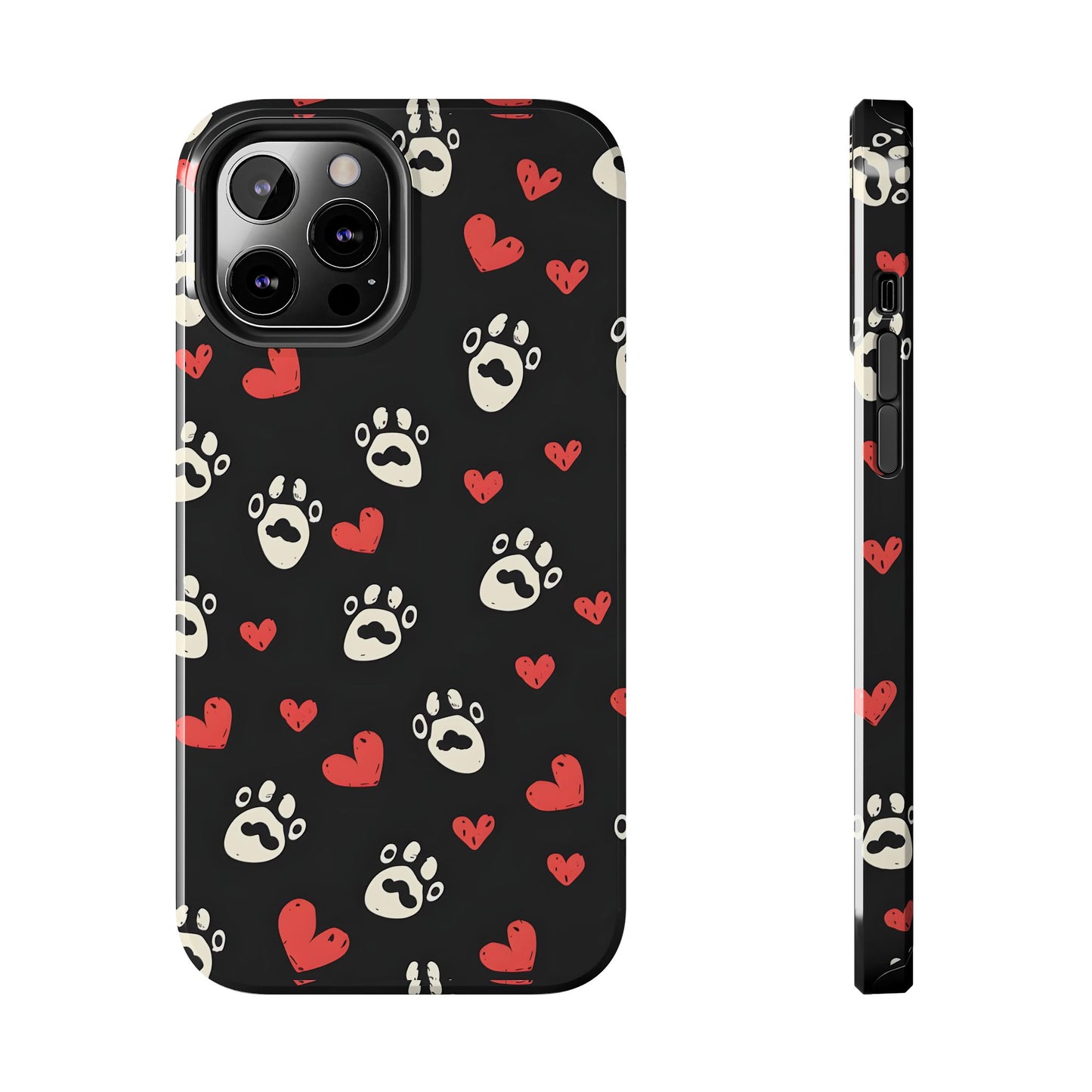 Cute paws and heart iPhone Case