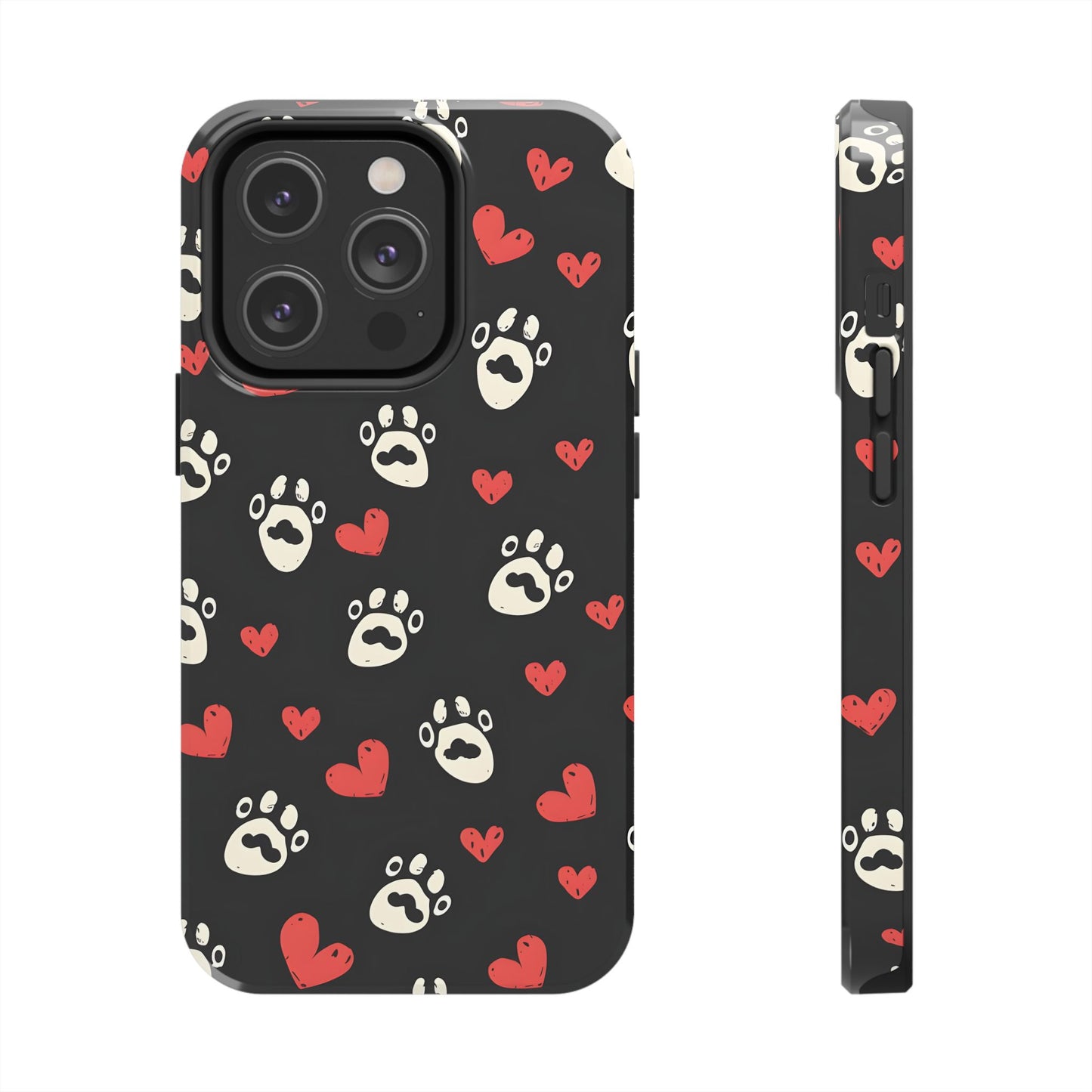 Cute paws and heart iPhone Case