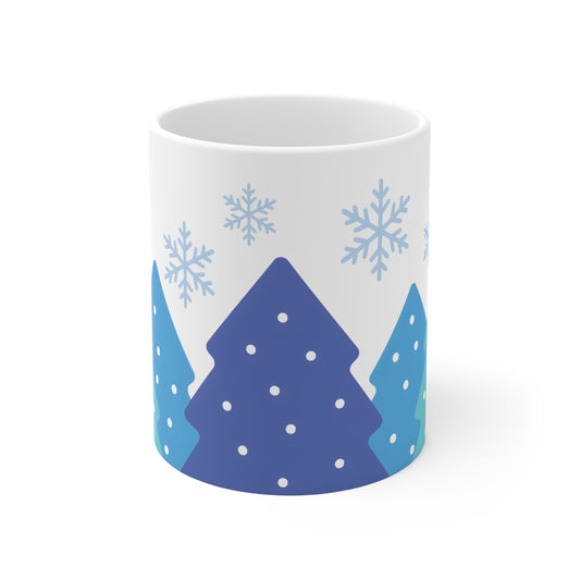 Tasse 11oz bleu sapin de Noël