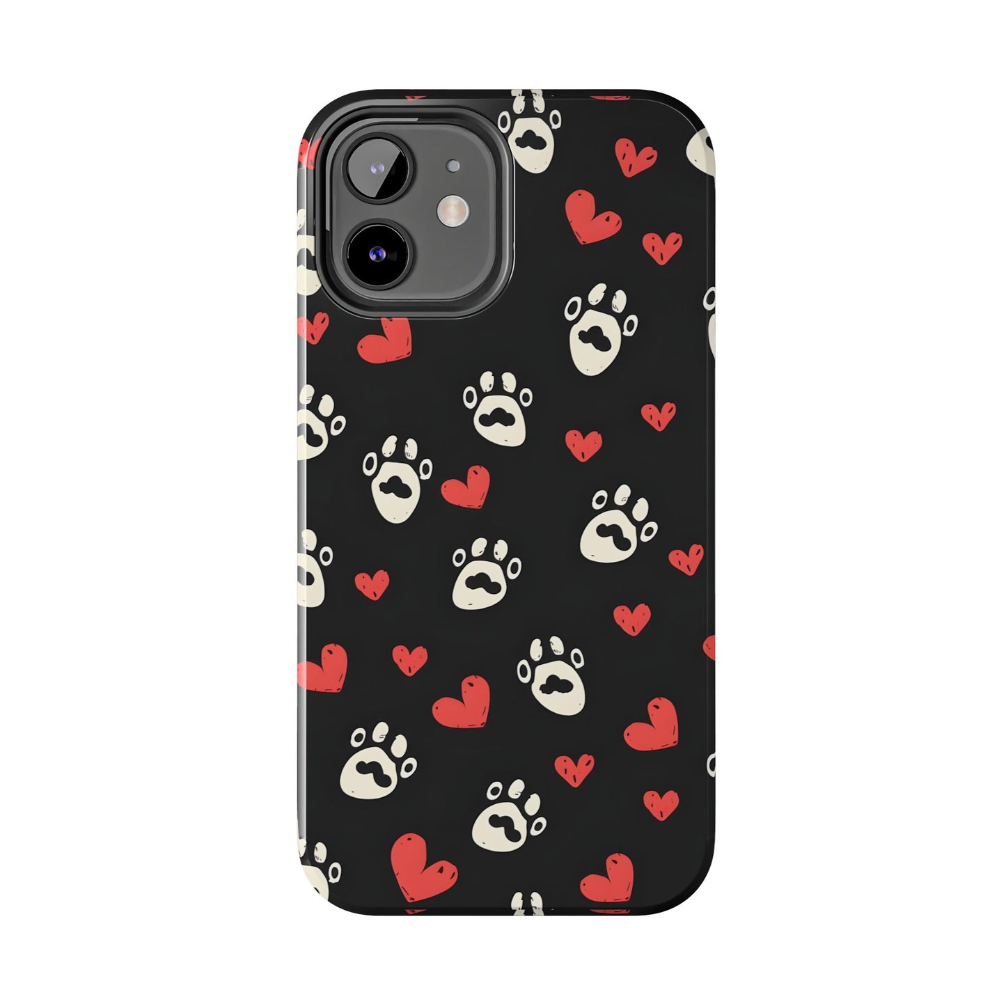 Cute paws and heart iPhone Case