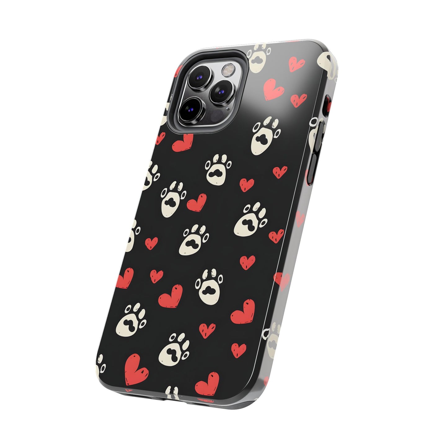 Cute paws and heart iPhone Case