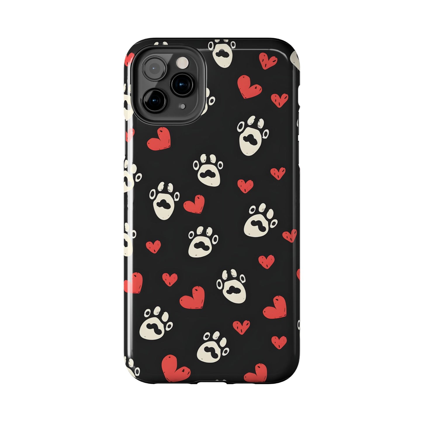 Cute paws and heart iPhone Case