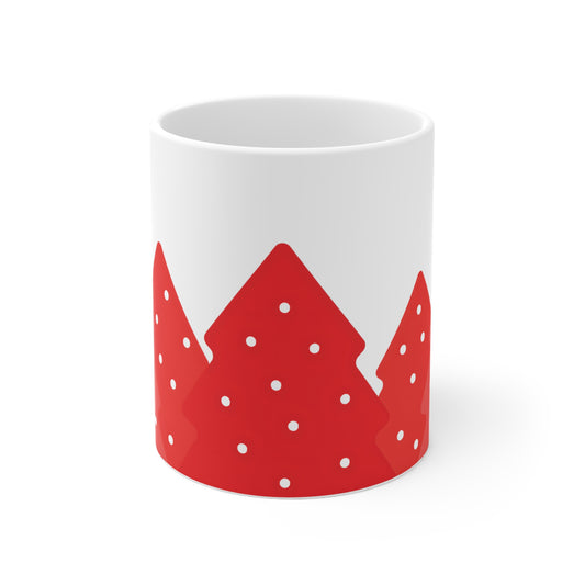 Tasse 11oz d'arbre rouge de Noël