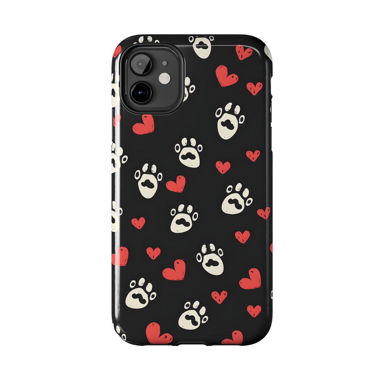 Cute paws and heart iPhone Case