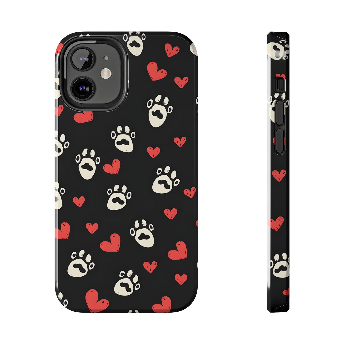 Cute paws and heart iPhone Case