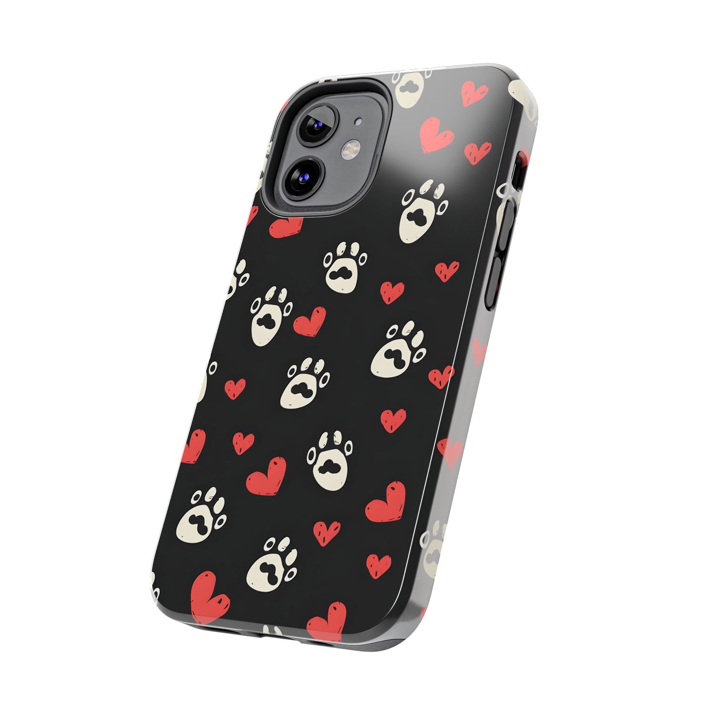 Cute paws and heart iPhone Case