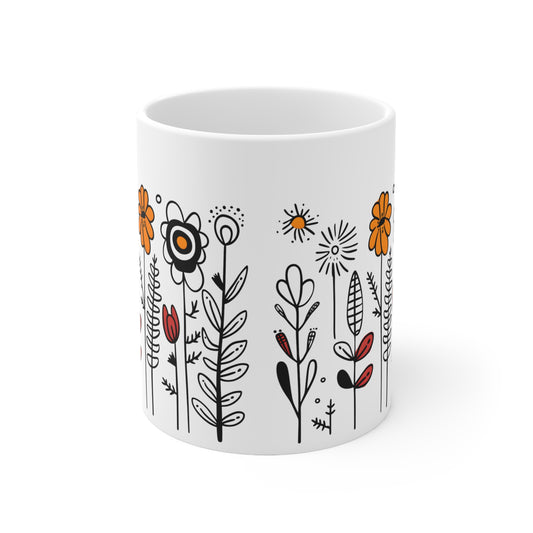 Tasse à café à motif floral 11oz